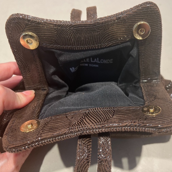 Michelle LaLonde Chocolate Brown/Beaded Leather Evening Bag - Never used - Picture 4 of 5
